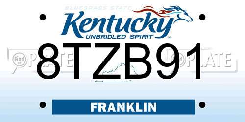 8TZB91 Kentucky License Plate