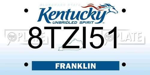 8TZI51 Kentucky License Plate