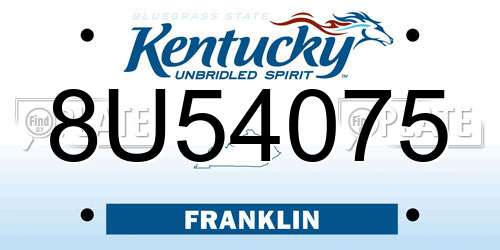 8U54075 Kentucky License Plate