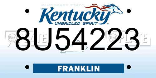 8U54223 Kentucky License Plate