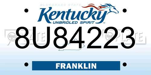 8U84223 Kentucky License Plate