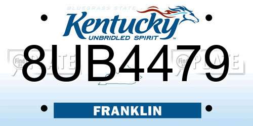 8UB4479 Kentucky License Plate