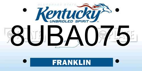 8UBA075 Kentucky License Plate