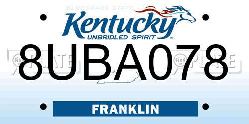 8UBA078 Kentucky License Plate