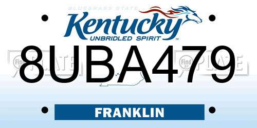 8UBA479 Kentucky License Plate