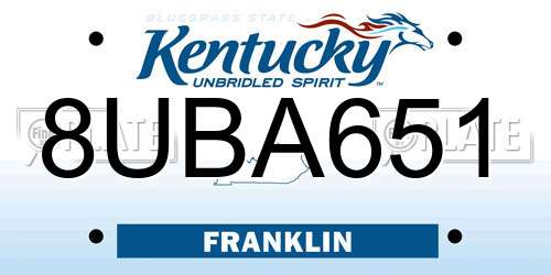 8UBA651 Kentucky License Plate