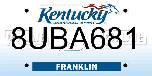 8UBA681 Kentucky License Plate