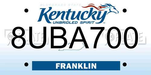 8UBA700 Kentucky License Plate