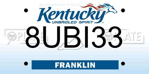 8UBI33 Kentucky License Plate
