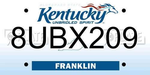 8UBX209 Kentucky License Plate