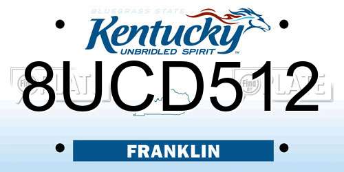 8UCD512 Kentucky License Plate