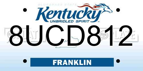 8UCD812 Kentucky License Plate