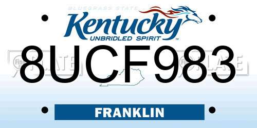 8UCF983 Kentucky License Plate