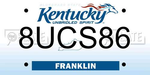 8UCS86 Kentucky License Plate