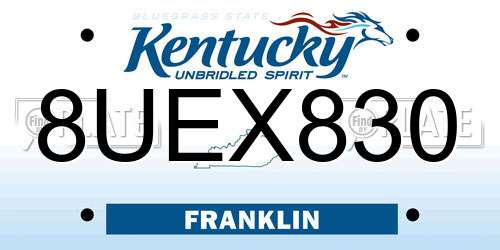 8UEX830 Kentucky License Plate