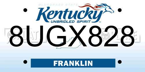 8UGX828 Kentucky License Plate