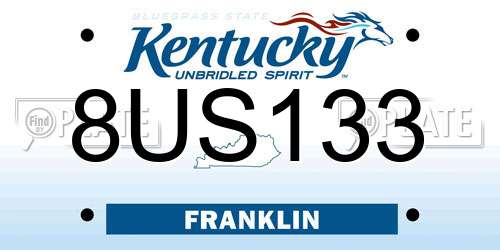 8US133 Kentucky License Plate