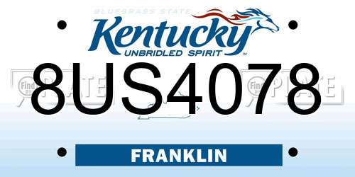 8US4078 Kentucky License Plate