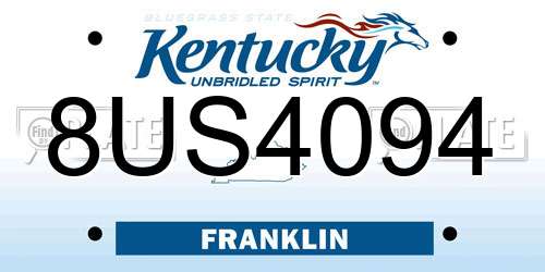 8US4094 Kentucky License Plate
