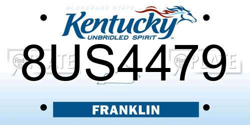 8US4479 Kentucky License Plate
