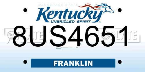 8US4651 Kentucky License Plate