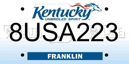 8USA223 Kentucky License Plate