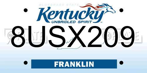 8USX209 Kentucky License Plate