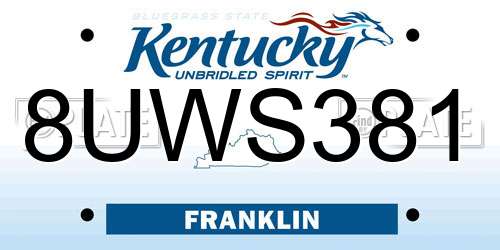 8UWS381 Kentucky License Plate