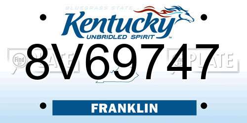 8V69747 Kentucky License Plate