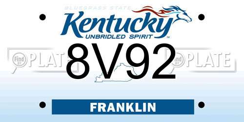 8V92 Kentucky License Plate