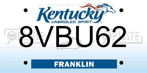 8VBU62 Kentucky License Plate