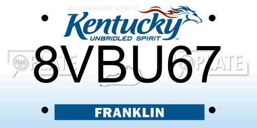 8VBU67 Kentucky License Plate