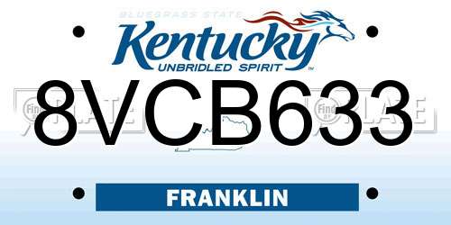 8VCB633 Kentucky License Plate