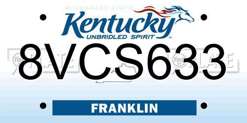 8VCS633 Kentucky License Plate