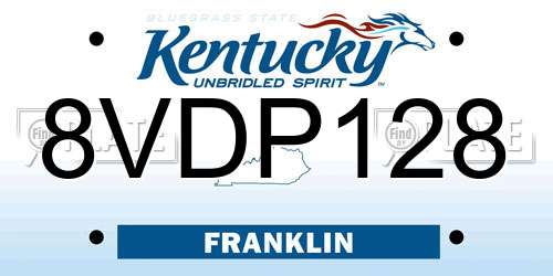 8VDP128 Kentucky License Plate