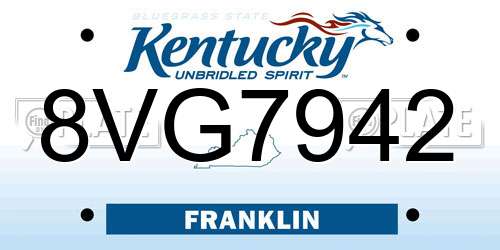 8VG7942 Kentucky License Plate