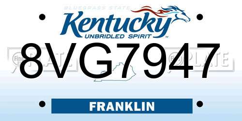 8VG7947 Kentucky License Plate