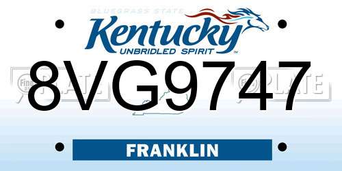 8VG9747 Kentucky License Plate