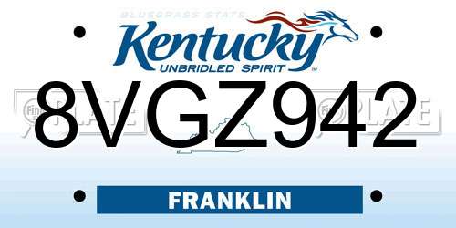 8VGZ942 Kentucky License Plate