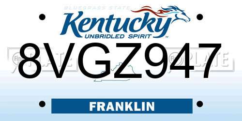 8VGZ947 Kentucky License Plate