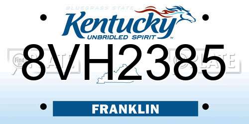 8VH2385 Kentucky License Plate