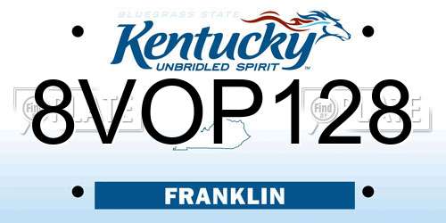8VOP128 Kentucky License Plate