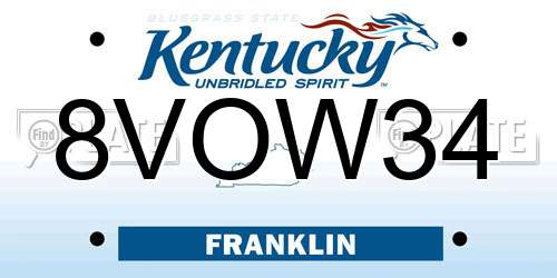 8VOW34 Kentucky License Plate