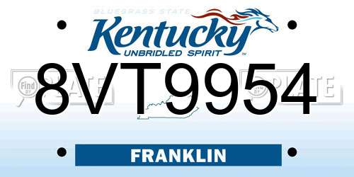 8VT9954 Kentucky License Plate