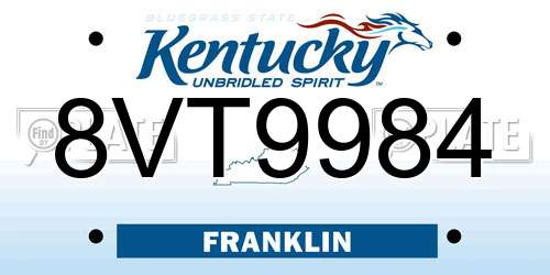 8VT9984 Kentucky License Plate