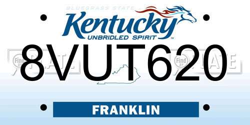 8VUT620 Kentucky License Plate