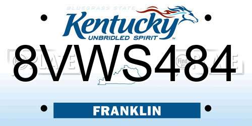 8VWS484 Kentucky License Plate