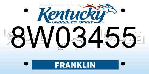 8W03455 Kentucky License Plate