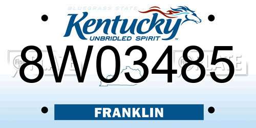 8W03485 Kentucky License Plate