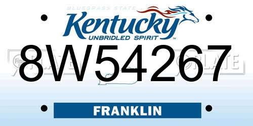 8W54267 Kentucky License Plate